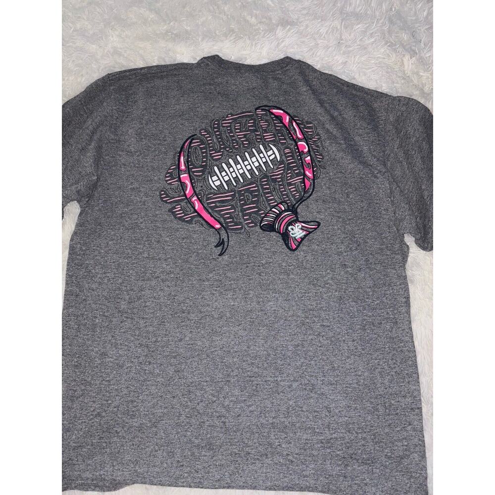 Southern Heritage Women’s Sz. L Gray & Pink Football Themed Tee. Cute, Fun